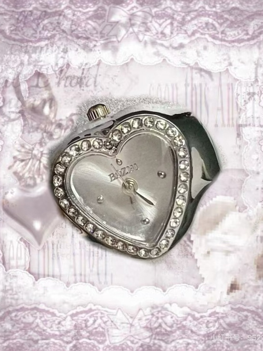 Fila Silver Heart Ring Watch with Crystal Trim